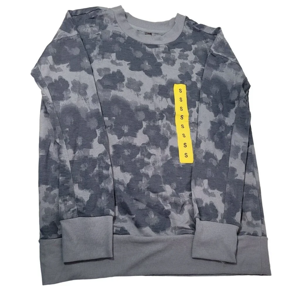 Mondetta Women Camouflage Print Crewneck Long Sleeve Sweatshirt Gray Size Small - Picture 3 of 11